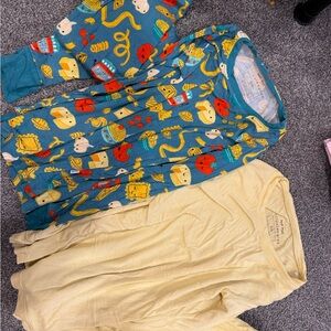 Little Sleepies Teal and Yellow Kids Pajama Tops